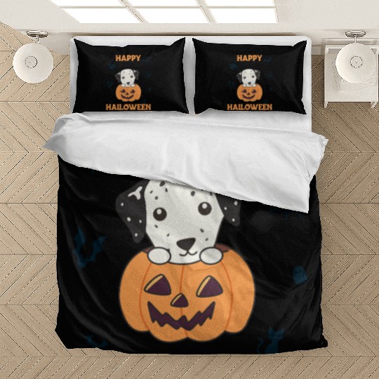 Dalmatian In Pumpkin Sweet Dogs Happy Halloween Bedding Sets
