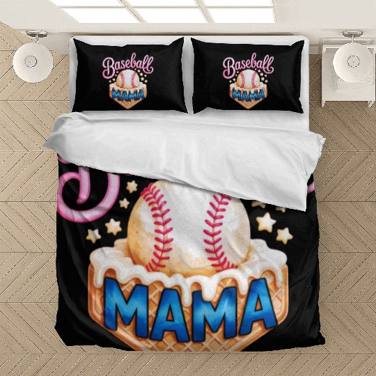 Baseball Mama Ice Cream Cone Star Sports Parent Bedding Sets