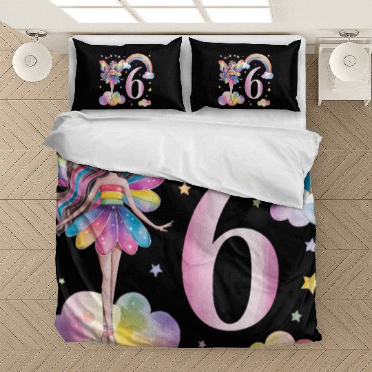 Magical Rainbow Fairy Elf 6th Birthday Girl Bedding Sets