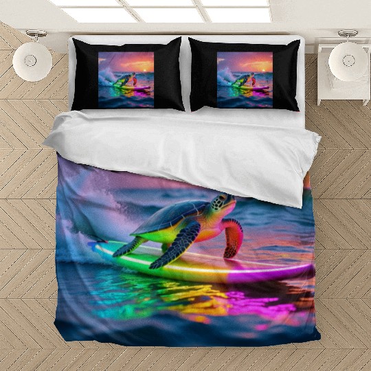 sea turtle design neon turtle Bedding Sets