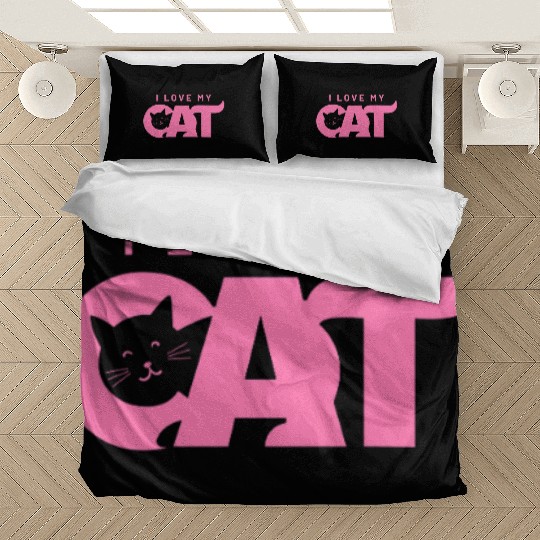 I Love My Cat – Cute Pink Cat Face Graphic Bedding Sets