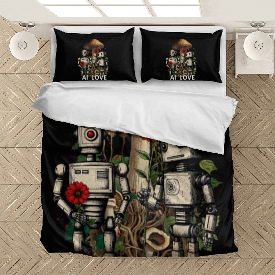 AI Love – Futuristic Robot Romance Bedding Sets