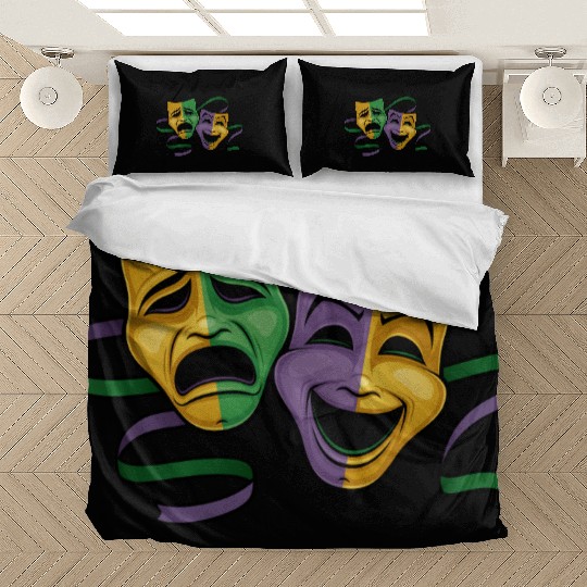 Festive Mardi Gras Party Happy & Sad Theater Masks Bedding Sets