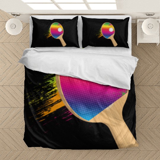 Colorful table tennis bat with ball – sporty Bedding Sets