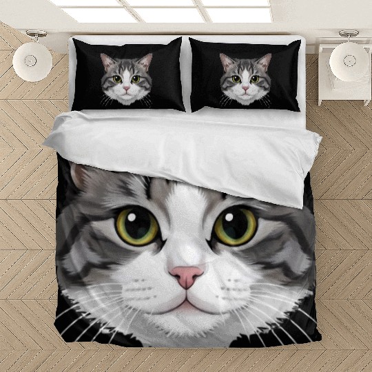 Realistic Cat Face – Feline Charm in Every Detail Bedding Sets
