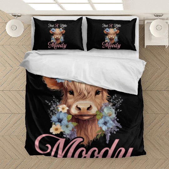 Highland Cow Just A Little Moody Funny Farm Farmer Bedding Sets
