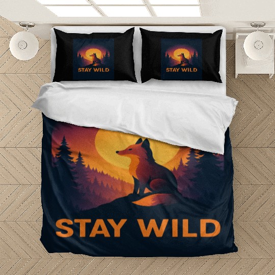 Stay Wild Forest Fox Illustration Bedding Sets
