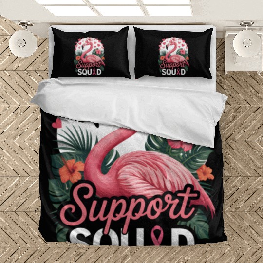 Pink Flamingo Support Squad Design Bedding Sets