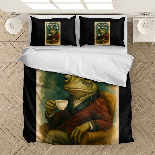 Sophisticated Frog Tea Poster Bedding Sets