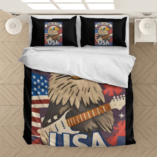 Born in the USA Bald Eagle Rock Guitar Bedding Sets