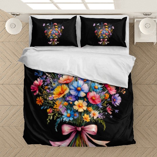Flower Bouquet and Butterflies Bedding Sets