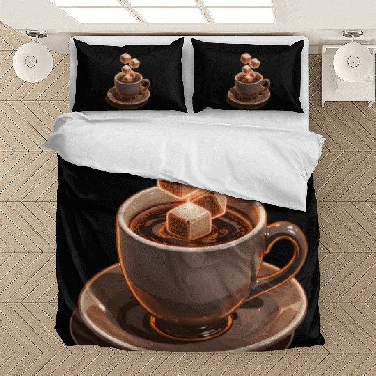 Coffee Cup Sugar Cubes Floating Modern Art Bedding Sets