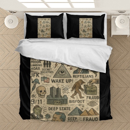 Vintage Conspiracy Theory Icons Bedding Sets