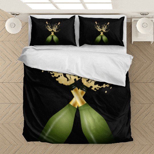 Two Champagne Bottles – for New Year's Eve & Party Bedding Sets