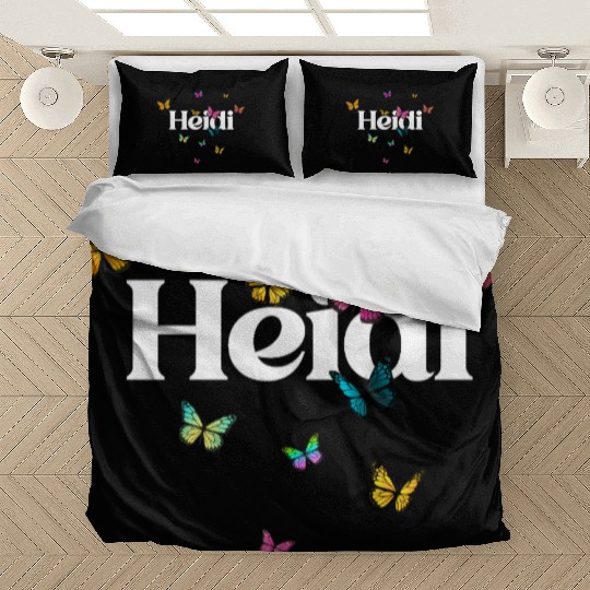 HEIDI - beautiful girl name with cute butterflies Bedding Sets