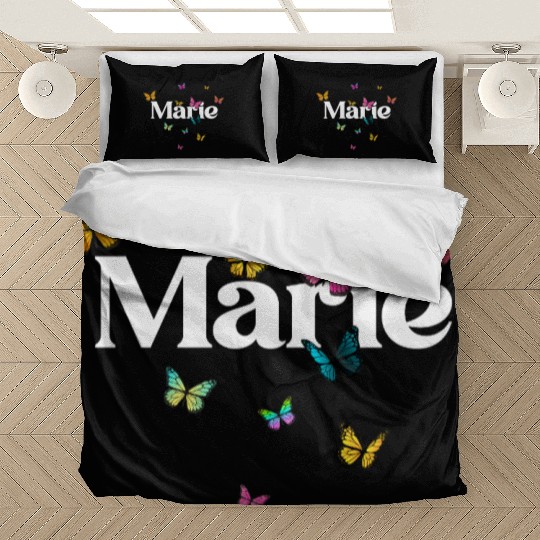 MARIE - beautiful girl name with cute butterflies Bedding Sets
