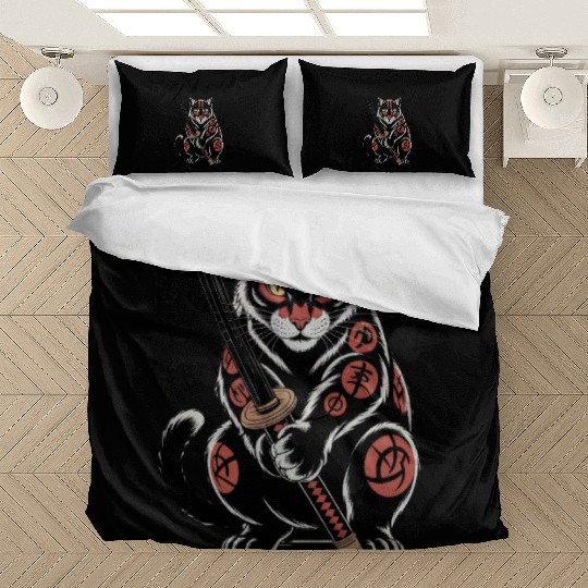Mythical Japanese Warrior Cat Design Bedding Sets