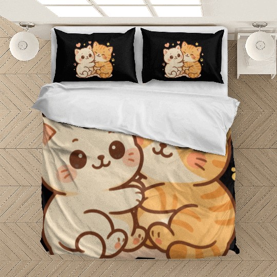 Cute Kittens Embracing Heartwarming Design Bedding Sets