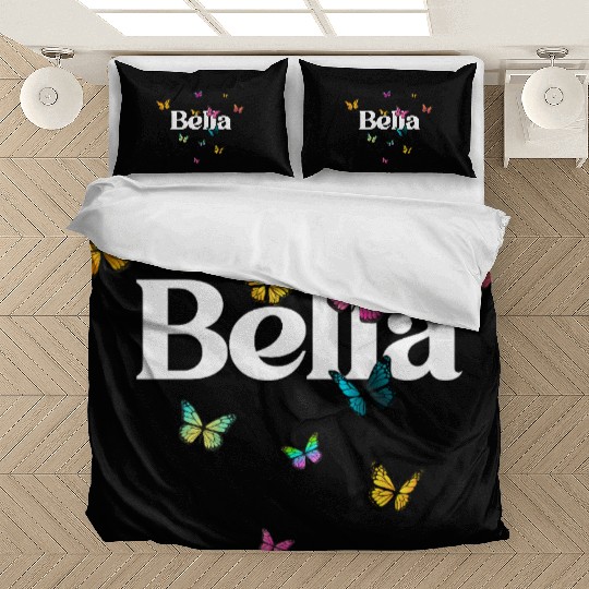 BELLA - beautiful girl name with cute butterflies Bedding Sets