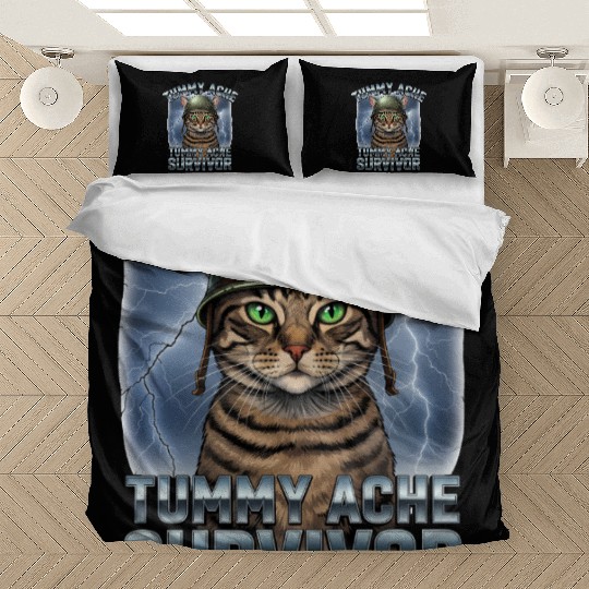 Funny Brave Cat Tummy Ache Survivor Meme Art Bedding Sets