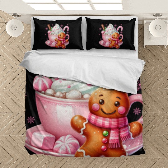 Whimsical Holiday Hot Chocolate Scene Bedding Sets