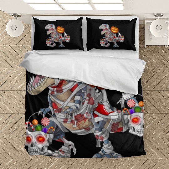 Pumpkin Riding Zombie Mummy Dinosaur Halloween Bedding Sets