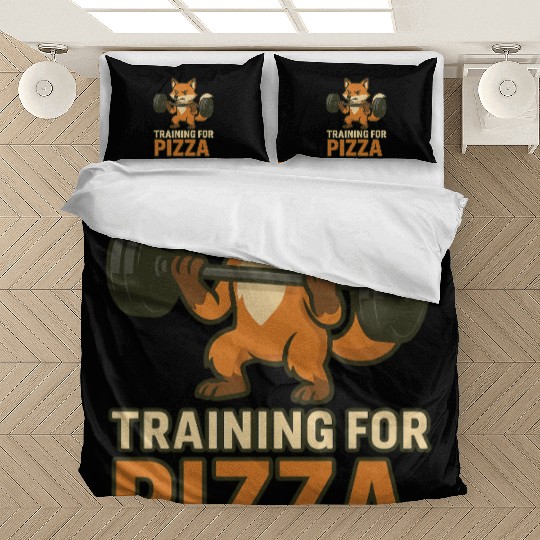 Funny Gym Bedding Sets Training for Pizza Workout Fox