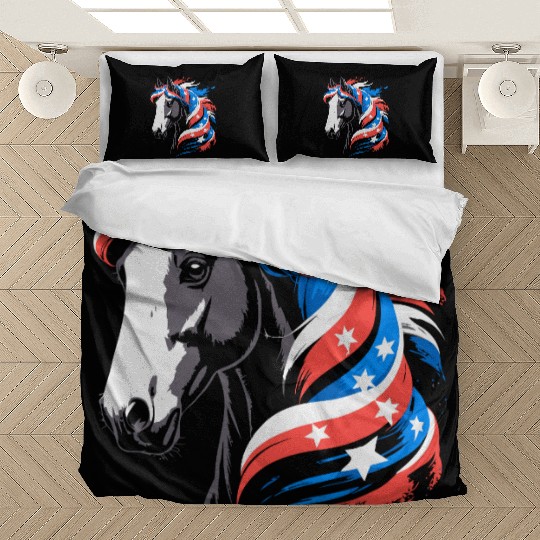 Patriotic Pony with Stars and Stripes Mane Bedding Sets