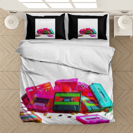 Vibrant Retro Cassette Tape Pattern Bedding Sets