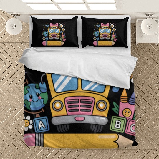 Back to School Bus Bedding Sets - Add Name in Pencil Area