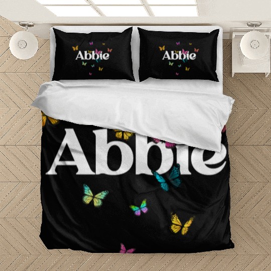 ABBIE - beautiful girl name with cute butterflies Bedding Sets
