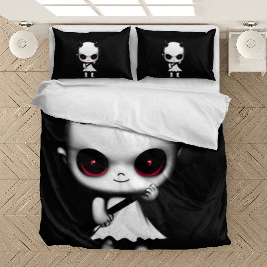 Cute Demon Baby with Horns and Bat Wings Bedding Sets