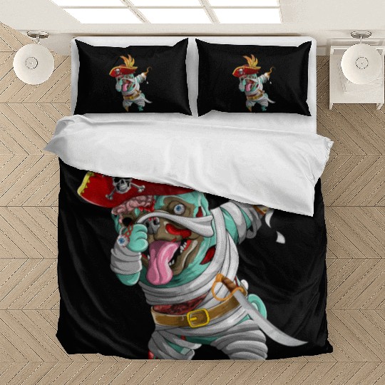 Dabbing Pirate Zombie Mummy Pug Cute Halloween Pug Bedding Sets