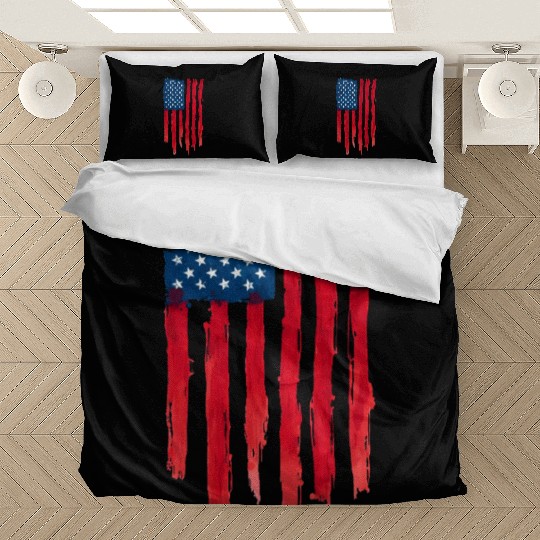 Watercolor American Flag Design Bedding Sets