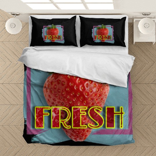 Vivid Strawberry with Fresh Text Bedding Sets