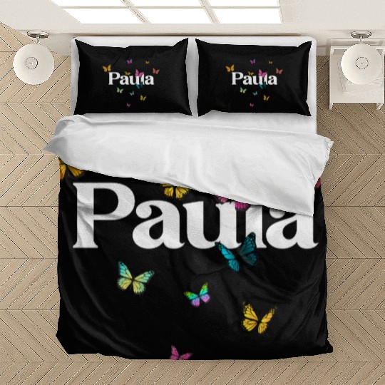 PAULA - beautiful girl name with cute butterflies Bedding Sets