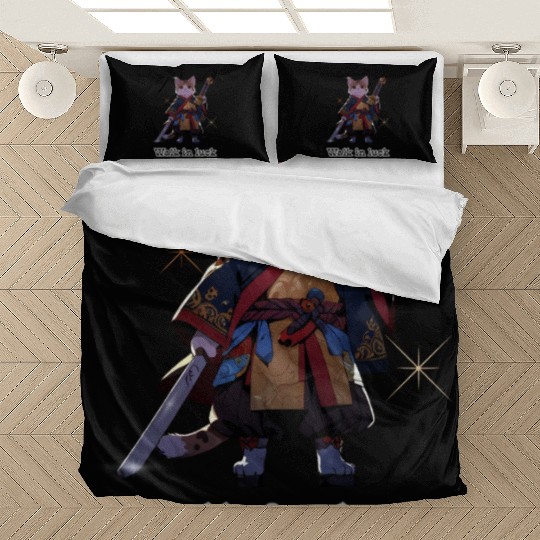 Samurai Cat Illustration for Apparel Bedding Sets