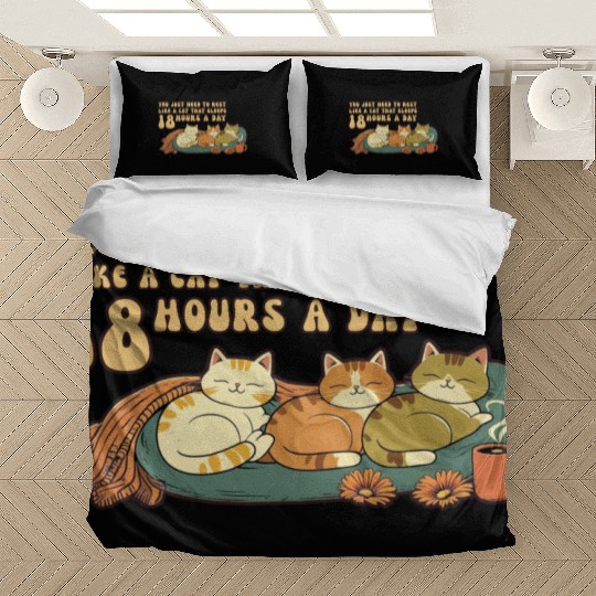 Relaxing Cat Nap Quote Design Bedding Sets