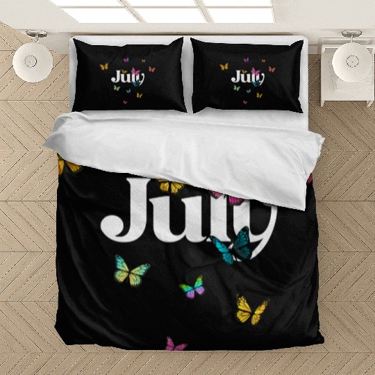 JULY - beautiful girl name with cute butterflies Bedding Sets