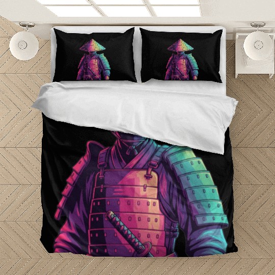 Neon Samurai Warrior Illustration Bedding Sets
