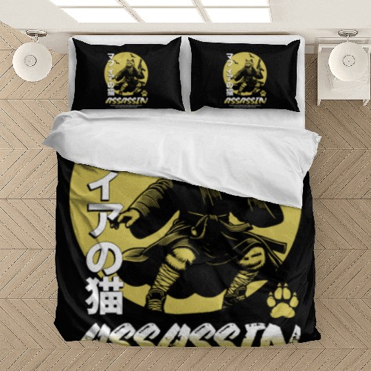 Samurai Cat Martial Arts Illustration Bedding Sets