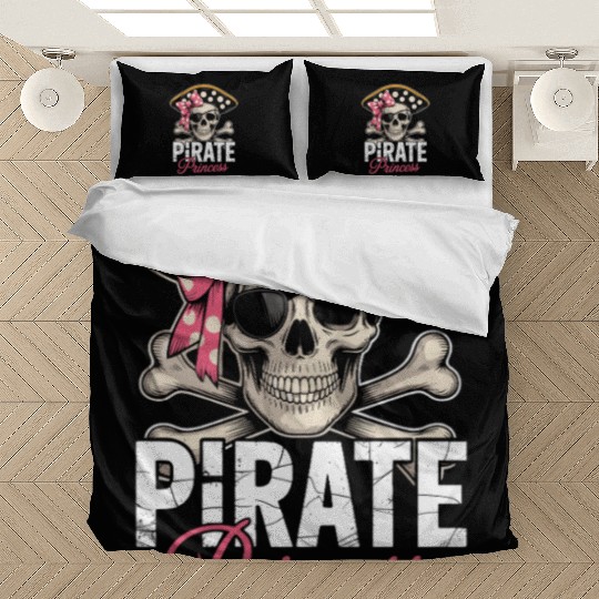 Pirate Princess Skull and Crossbones with Pink Bow Bedding Sets
