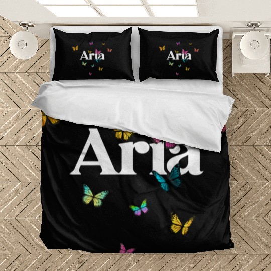 ARIA - beautiful girl name with cute butterflies Bedding Sets