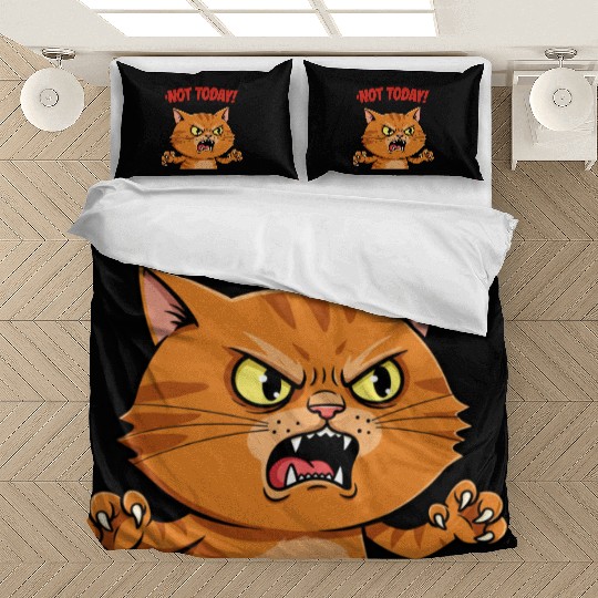 Not Today Angry Cat Bedding Sets | Funny Grumpy Cat Mem