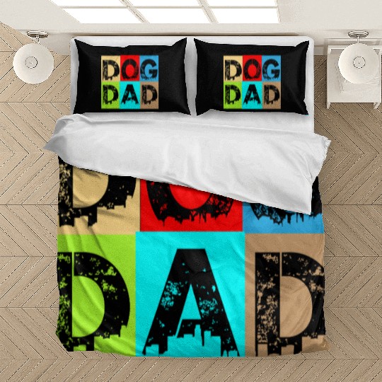 Dog Dad – Colorful Retro Pet Lover Design Bedding Sets