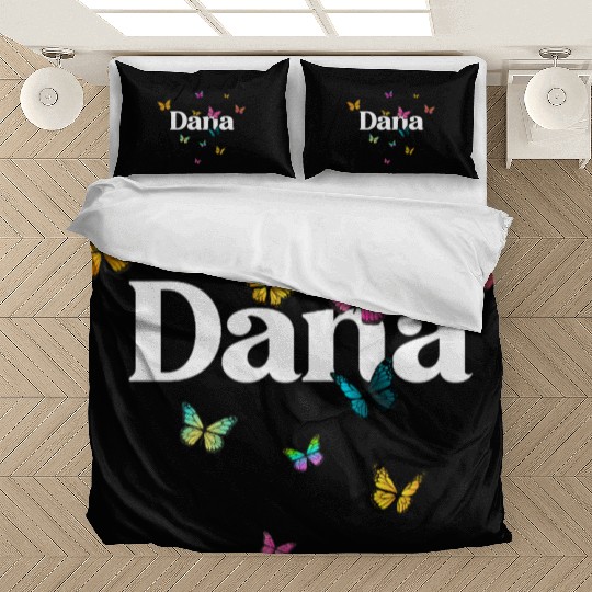 DANA - beautiful girl name with cute butterflies Bedding Sets