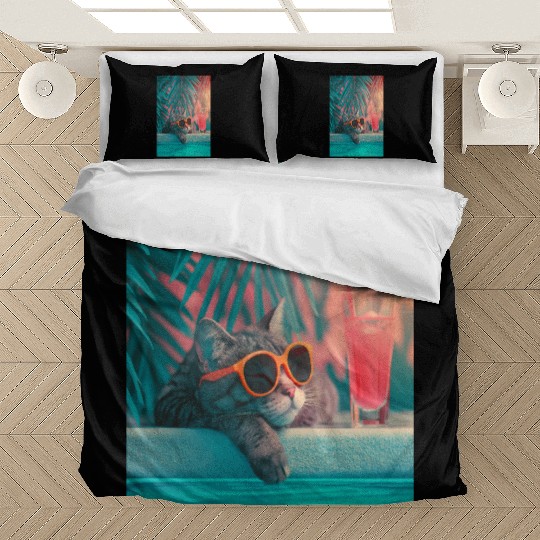 Cool Cat by the Pool Bedding Sets