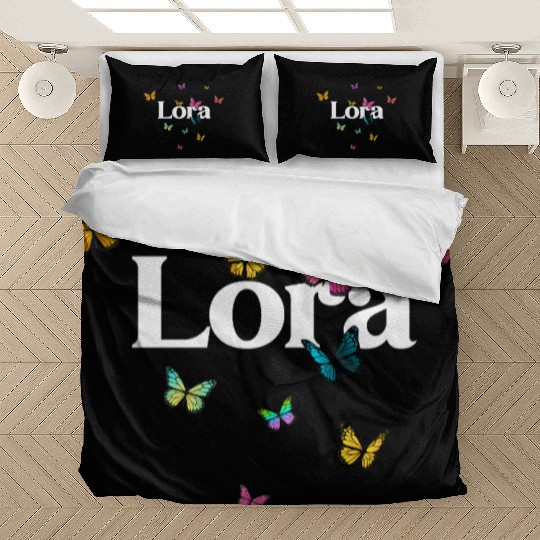 CORA - beautiful girl name with cute butterflies Bedding Sets
