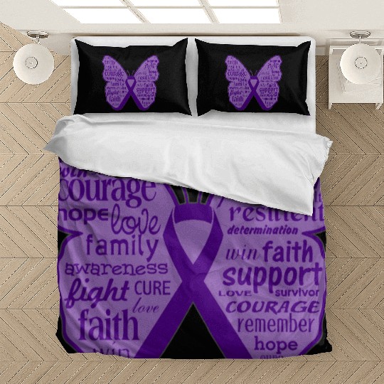 Domestic Violence Butterfly Collage of Words Bedding Sets