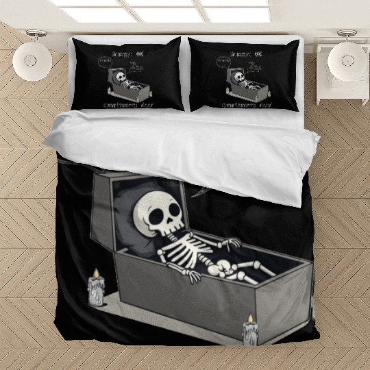 Sleepy Energy 0% – Funny Skeleton Coffin Meme Bedding Sets
